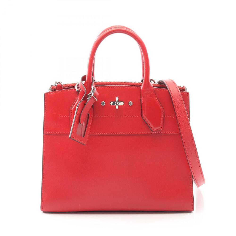 Louis Vuitton City Steamer Handbag Leather Calfskin Cowhide Red